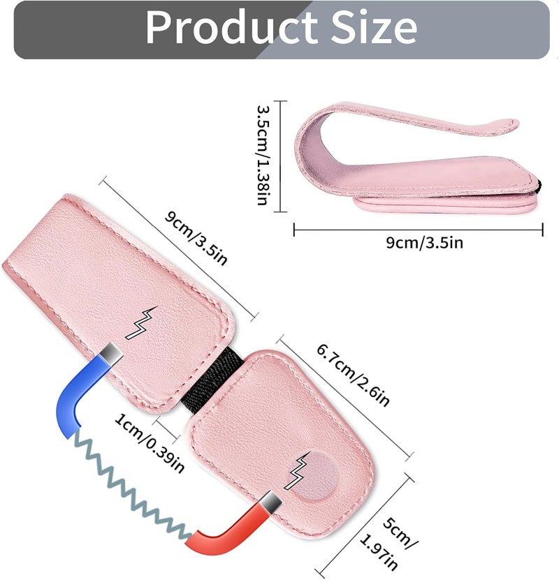 TILDOSAC Sunglass Holder Organizer Clip for Car Visor, Durable and Scratch Resistant Sunglasses Organizer with Magnetic Clip, Pink Car Interior Essentials Accessories for Men Women Aesthetic - Image 3